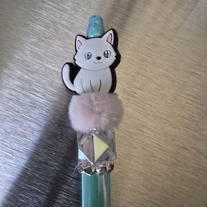Cute Cat Pen with Blue and Pink Accents